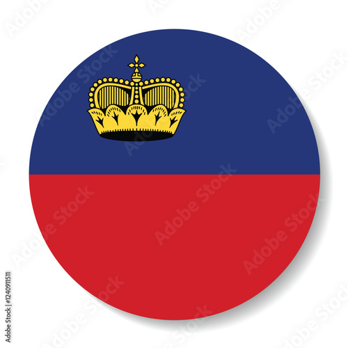 Flag of Liechtenstein. Flag icon. Standard color. Circle icon flag. Computer illustration. Digital illustration. Vector illustration.