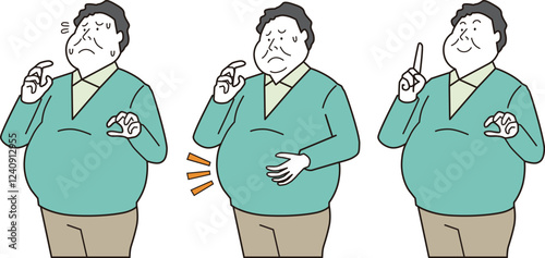 太り気味の男性イラストセット