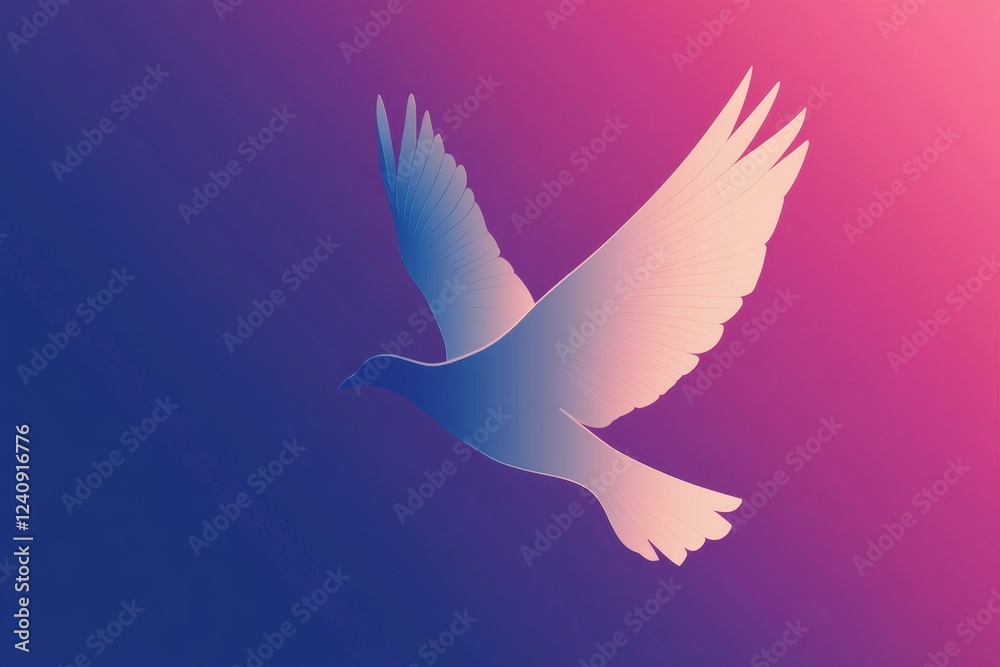 Fototapeta premium A stylized dove in flight against a gradient background