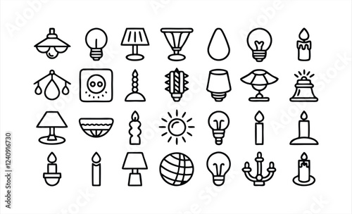 set of outline icons related to marketplace cat 
