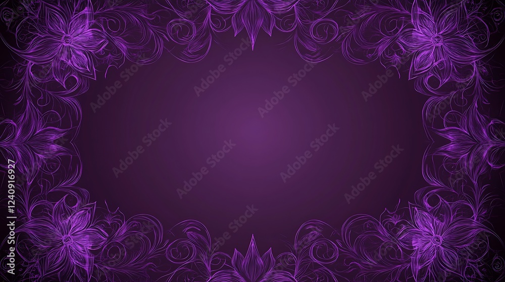 Purple floral frame, empty space, background design Purple floral frame, empty space, background design