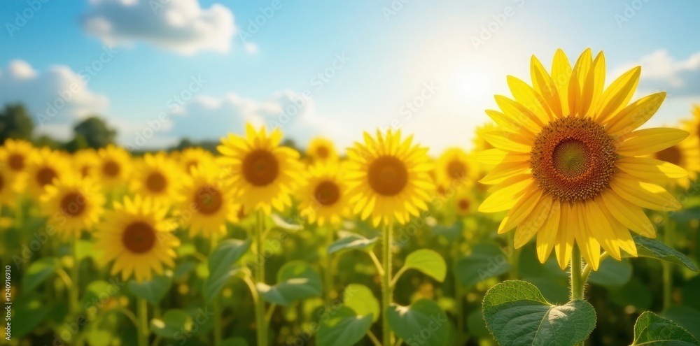 tall golden yellow sunflower fields on a sunny summer day, warmth, sunlight tall golden yellow sunflower fields on a sunny summer day, warmth, sunlight