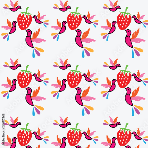 seamless pattern with strawberries with white background