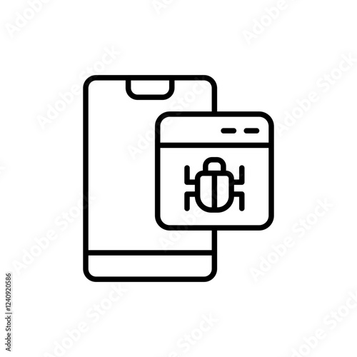 Phone virus outline icons, minimalist vector illustration ,simple transparent graphic element .Isolated on white background