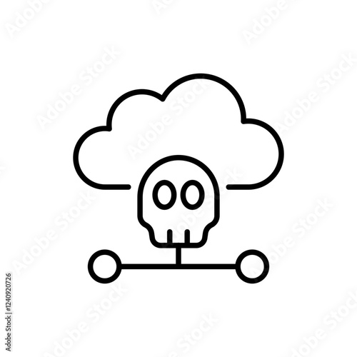 Cloud hacking outline icons, minimalist vector illustration ,simple transparent graphic element .Isolated on white background