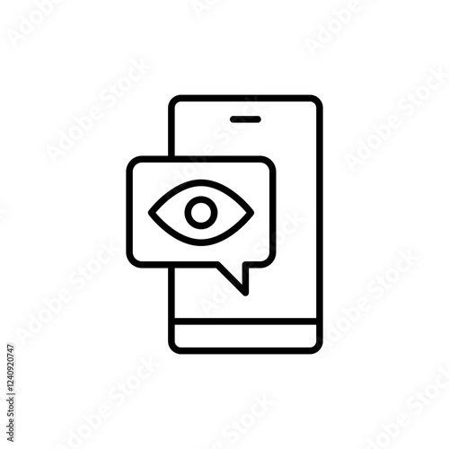 Spying phone outline icons, minimalist vector illustration ,simple transparent graphic element .Isolated on white background
