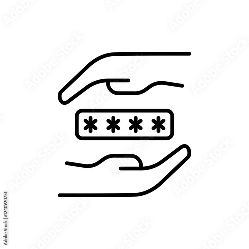 Giving password outline icons, minimalist vector illustration ,simple transparent graphic element .Isolated on white background