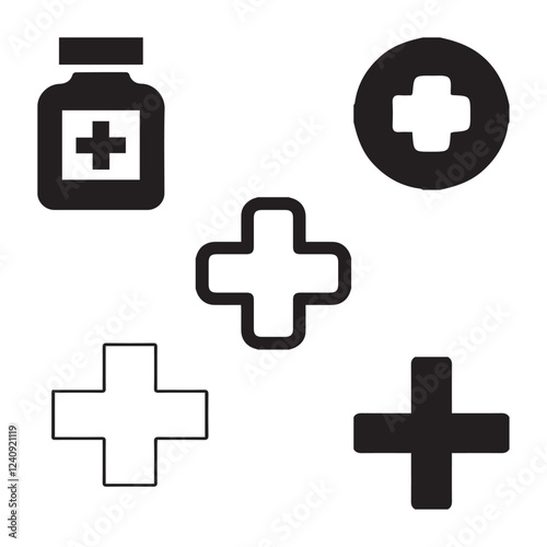 Medical Equipment,Medical Diagnosis,Medical Treatment,Medical Research,Medical Supplies,Medical Insurance,Medical Education vector design icon symbol set