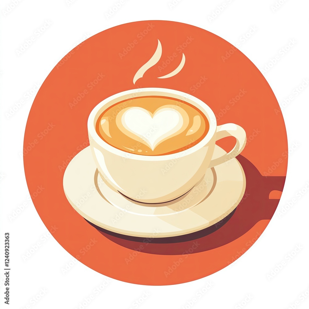 Obraz premium Aesthetic Coffee Moments with Delightful Pastries Heart-shaped latte art in a white cup.