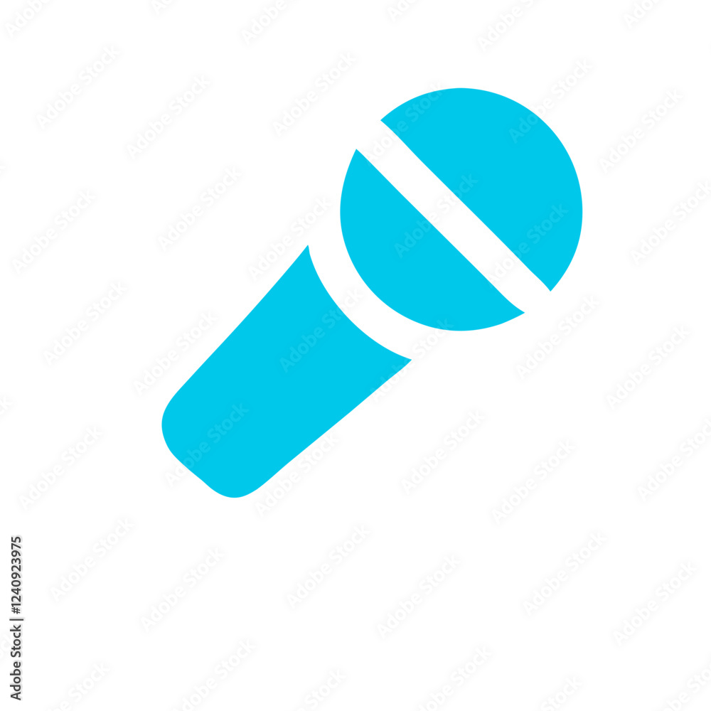 Microphone icon on transparent background, simple design, bold blue color Microphone icon on transparent background, simple design, bold blue color