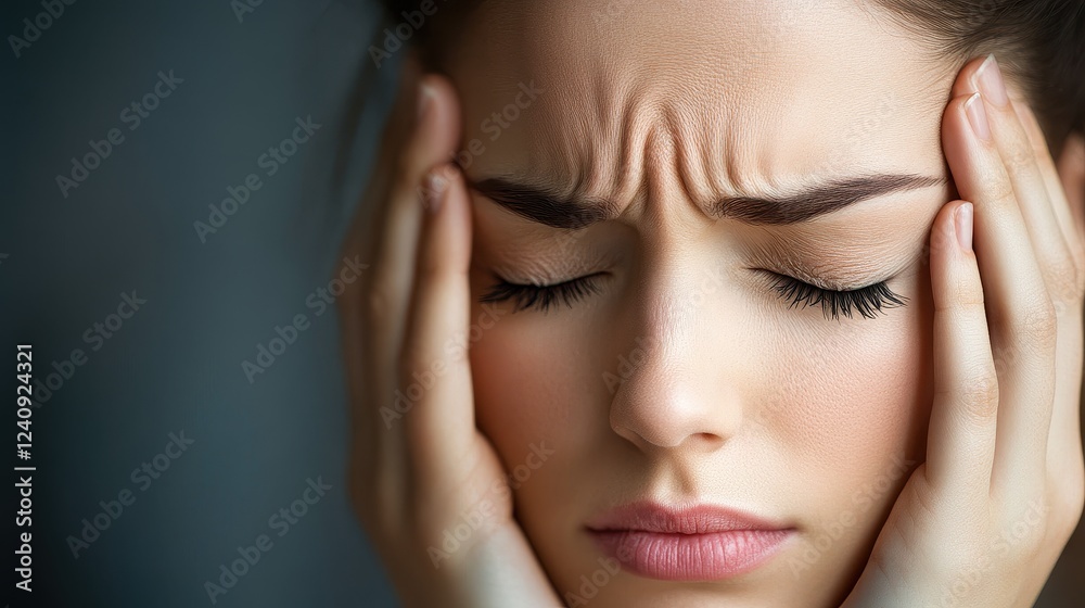 Obraz premium Close-up of an office worker pretending to have a headache.