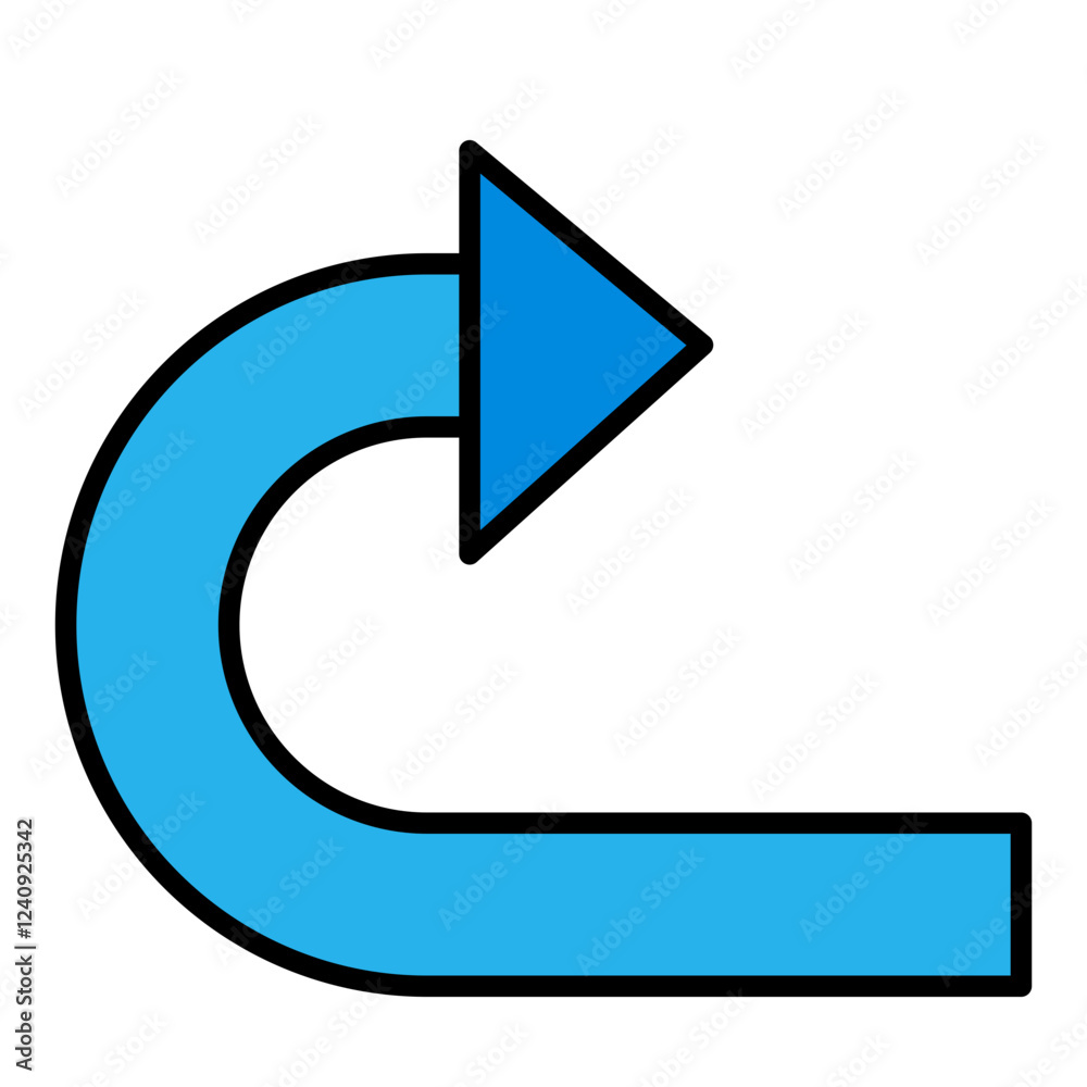 Vector Icon curve, right, arrow, sign Vector Icon curve, right, arrow, sign