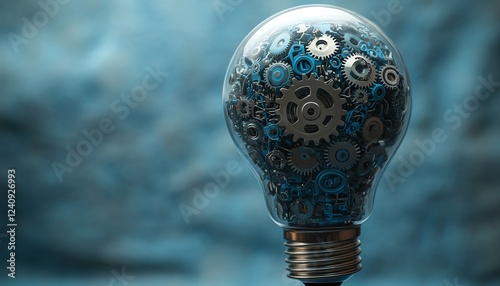 Hightech light bulb with gears and circuits, representing the fusion of creative thinking and business innovation, as a metaphor for genius marketing strategy planning photo