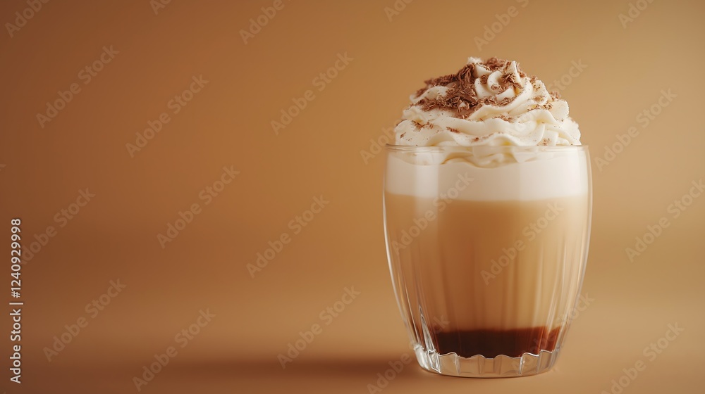 Delicious coffee drink topped with whipped cream and chocolate shavings Delicious coffee drink topped with whipped cream and chocolate shavings