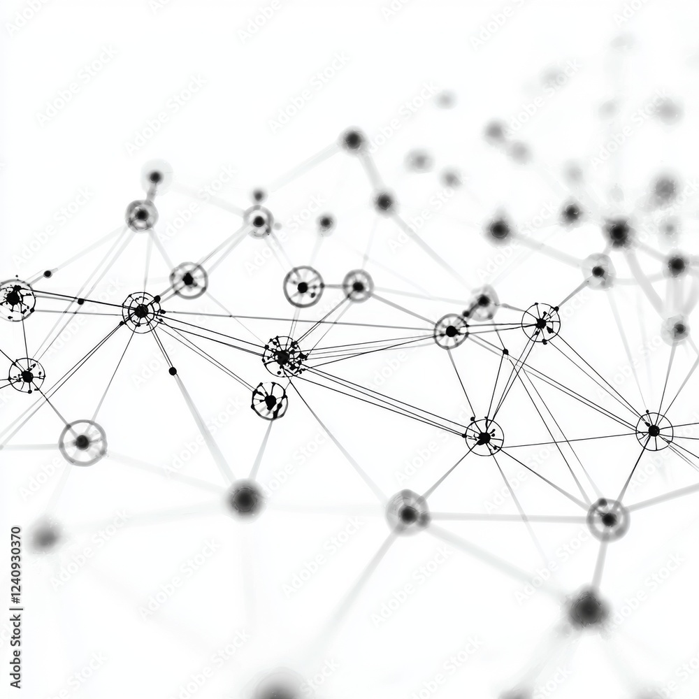 Abstract Network Connection With Nodes and Lines in a Minimalist Style for Technology and Science Concepts