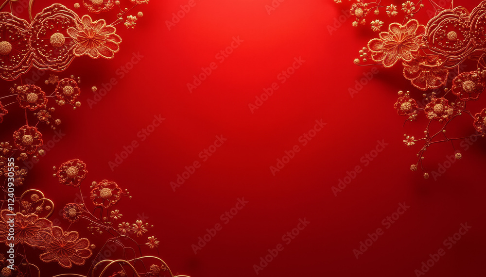 Elegant Chinese-inspired background, regal and festive, intricate red and gold lattice patterns, subtle silk texture, copy space Elegant Chinese-inspired background, regal and festive, intricate red and gold lattice patterns, subtle silk texture, copy space