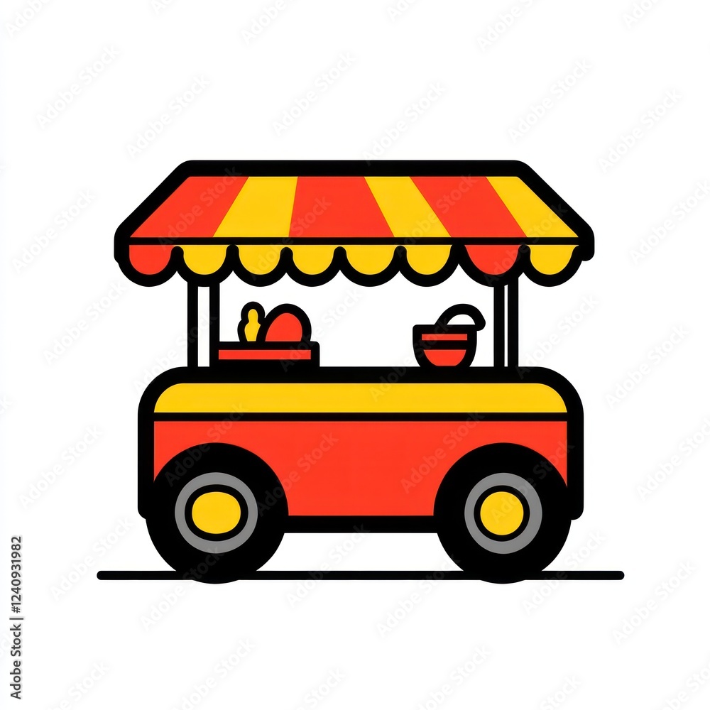 Obraz premium Red food cart selling snacks outdoors (6)
