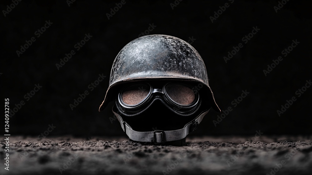 Fototapeta premium Vintage Military Helmet with Goggles