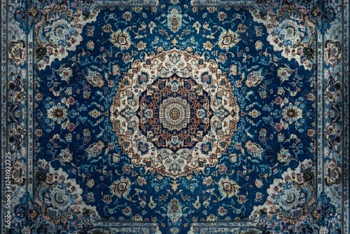 Wallpaper Mural Intricate Persian Rug: A Tapestry of Blue and Cream Torontodigital.ca