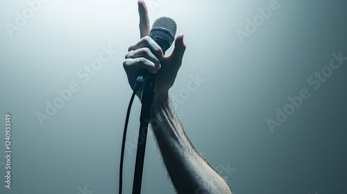 Powerful Hand Holding Microphone Stage Performance Singer Concert Close up