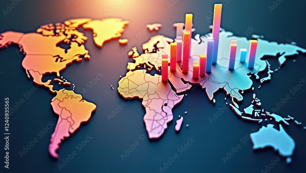 Obraz premium High-Fidelity Artistic World Map with Data Visualization