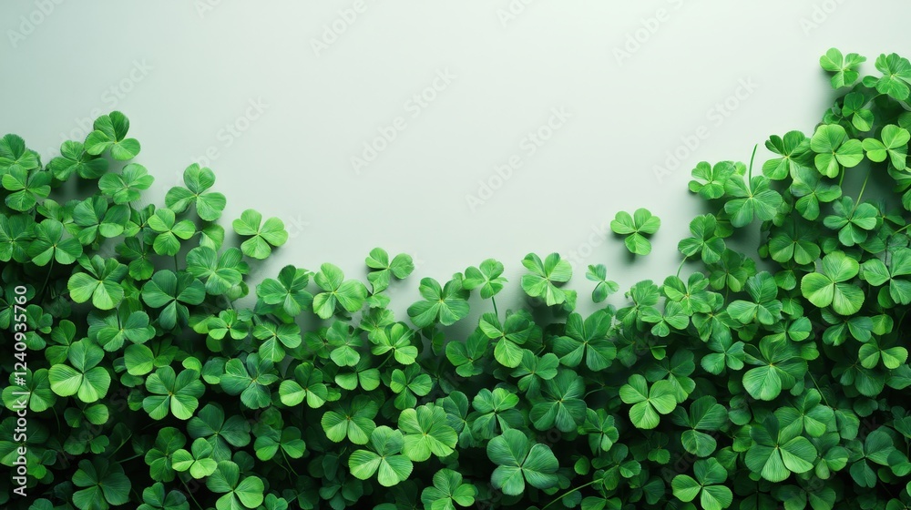 Lush Green Clover Leaves Spread Across Blank Background, Perfect for Nature-Themed Designs and Eco-Friendly Projects with Abundant Freshness Lush Green Clover Leaves Spread Across Blank Background, Perfect for Nature-Themed Designs and Eco-Friendly Projects with Abundant Freshness
