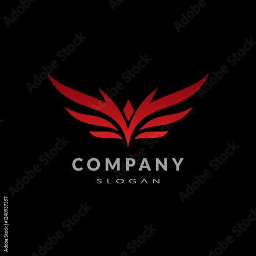 Red logo wings on a black background