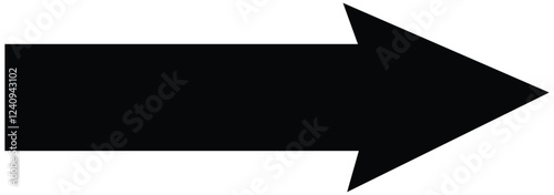A large black icon with a solid long arrow pointing , on a white background.