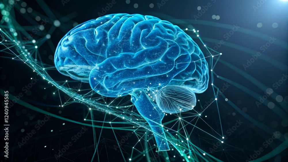 Obraz premium Detailed Digital Representation of a Human Brain with Neural Connections