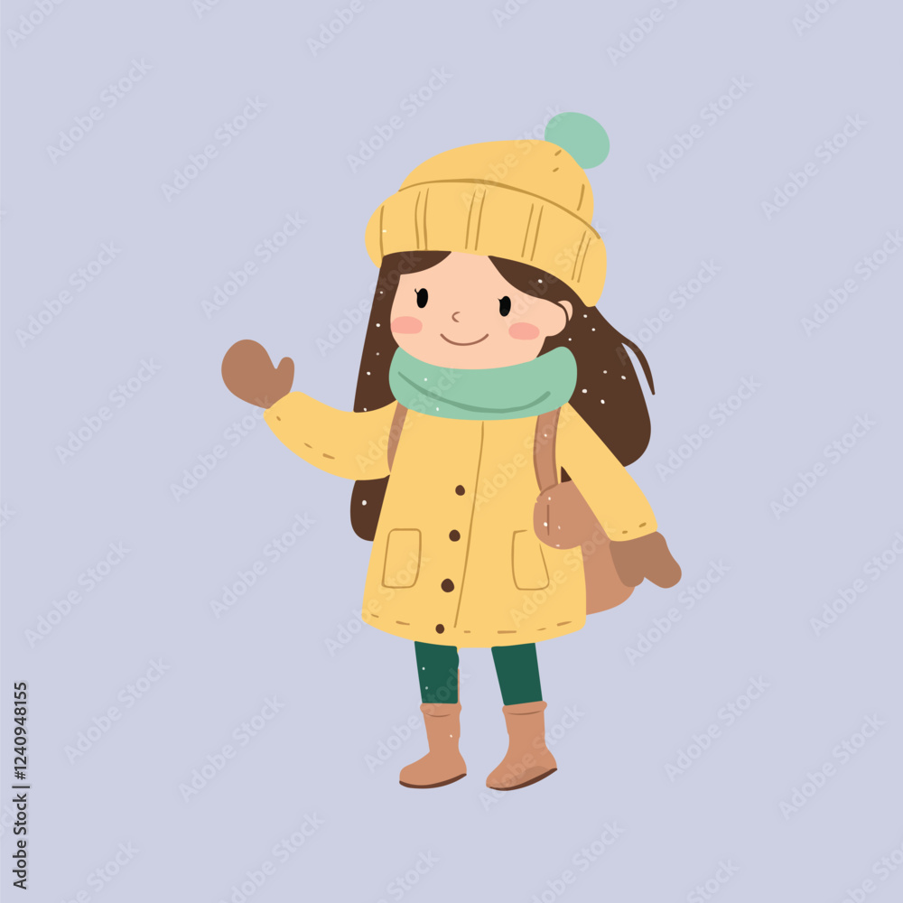 Stylish Girl Wearing Winter Clothes Vector Illustration Stylish Girl Wearing Winter Clothes Vector Illustration