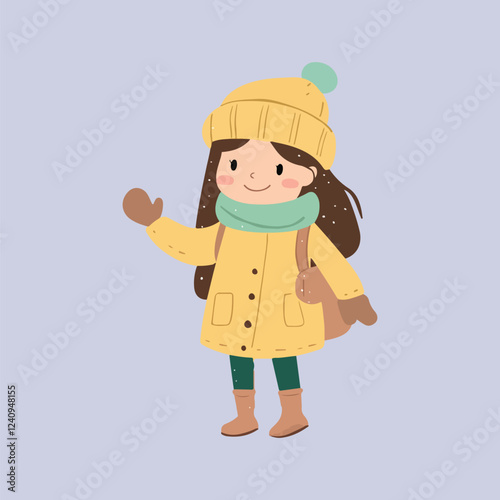 Stylish Girl Wearing Winter Clothes Vector Illustration