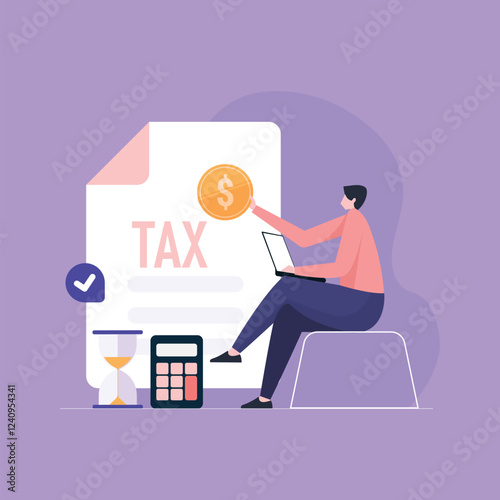 Businessman calculating tax return and checking the company budget, Business audits using a calculator financial data