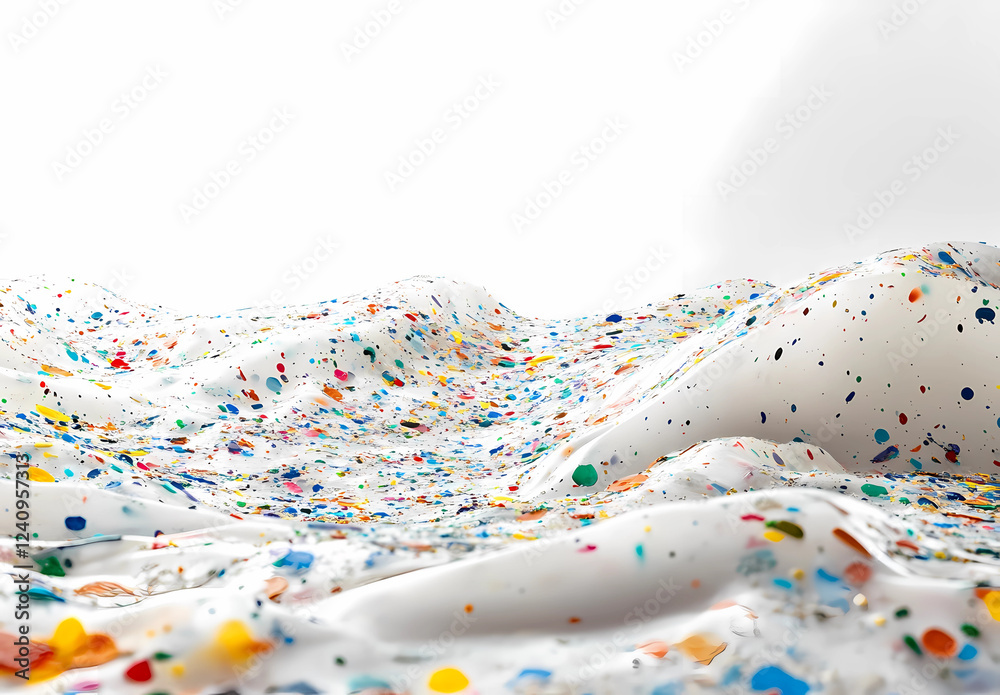 Fototapeta premium A white background with a colorful, messy, and chaotic scene