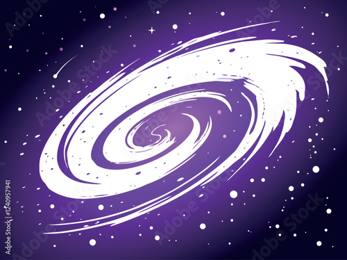 Violet Cosmic Galaxy Swirl: Abstract Space Nebula with Starry Background