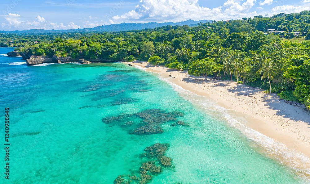 Obraz premium Dynamic water splash, bubbles, ripples, underwater light rays and tranquil ocean views