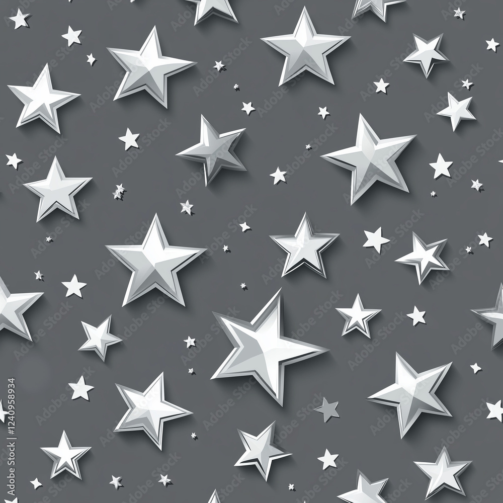 Background with various size grey stars. Vector illiustration