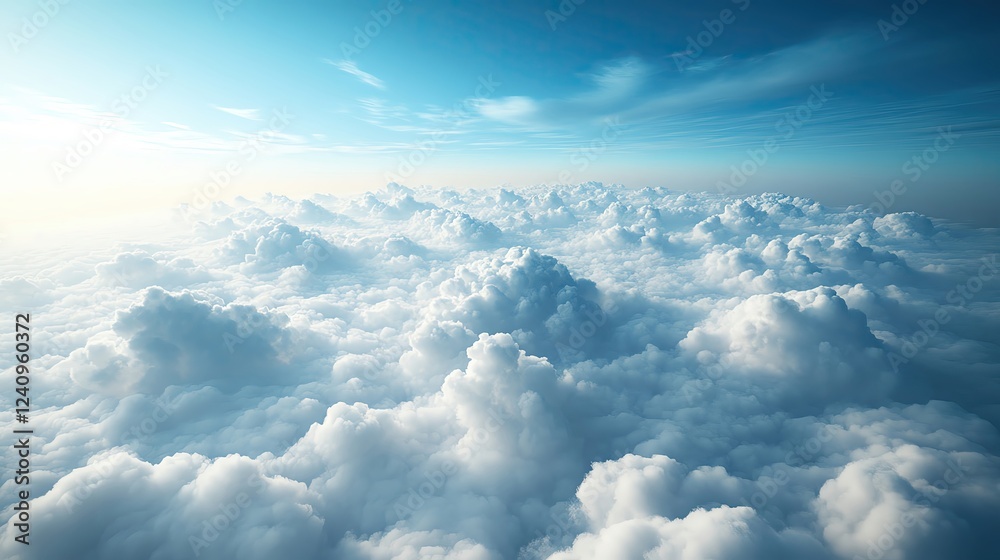 Aerial view of fluffy clouds in bright sky.Dreamy Soft Clouds in a Serene Sky Aerial view of fluffy clouds in bright sky.Dreamy Soft Clouds in a Serene Sky