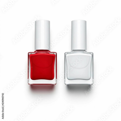 Nail polish red and white shape white background.