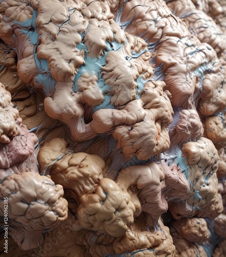 Cerebral cortex thickening with sulcal widening, MRI brain scan, cerebral cortex