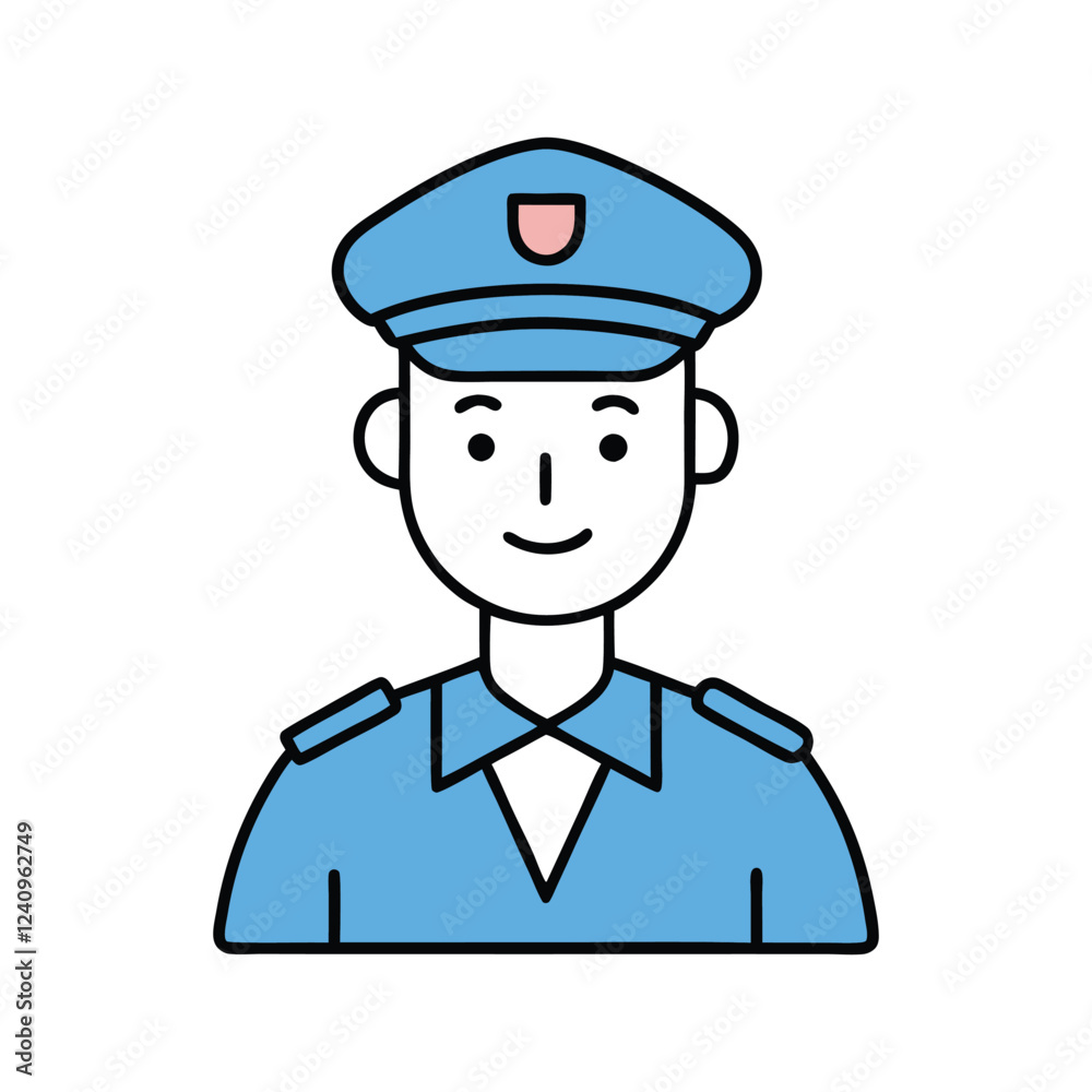 Police Officer Icon Vector Line Art Illustration for Law Enforcement Designs Police Officer Icon Vector Line Art Illustration for Law Enforcement Designs