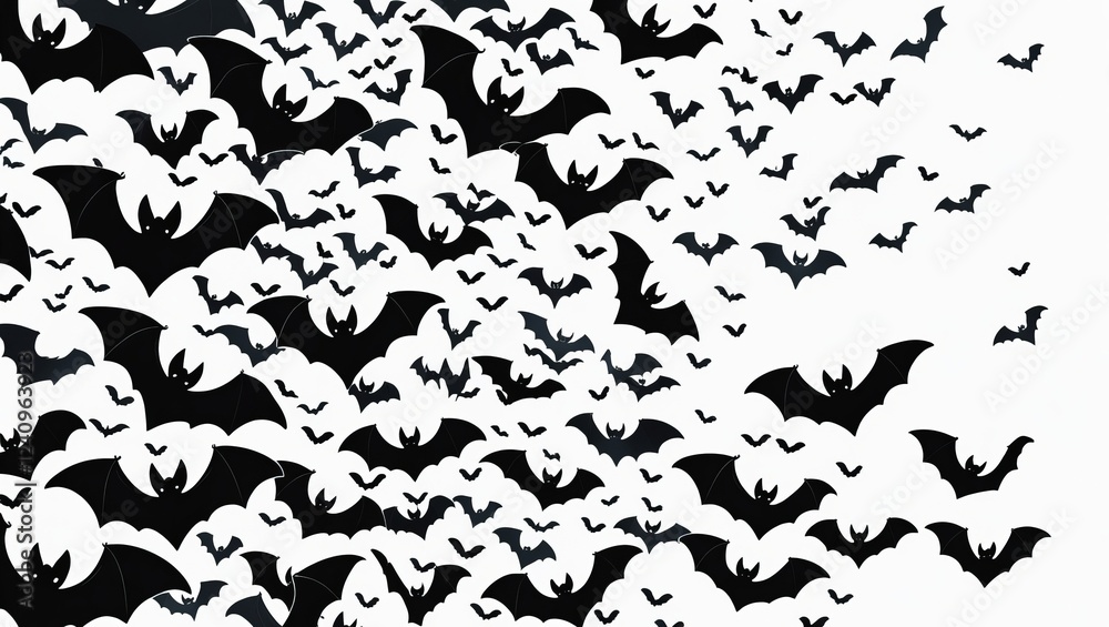 Naklejka premium a swarm of bats in flight.