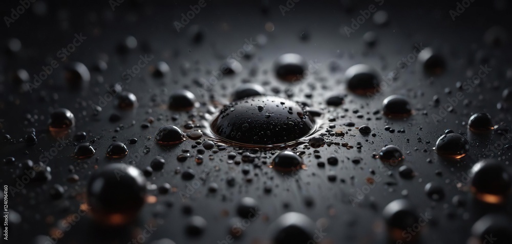 tiny oil globules scattered across the surface of a dark liquid body, landscape, scattered, tiny oil globules tiny oil globules scattered across the surface of a dark liquid body, landscape, scattered, tiny oil globules