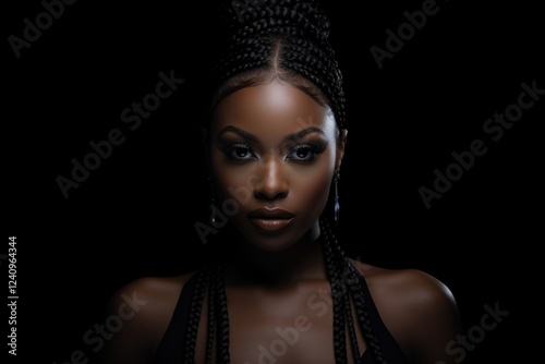 Wallpaper Mural Black Woman With Braids. Beautiful Young African American Woman with Evening Smokey Eye Makeup and Braided Hair Torontodigital.ca