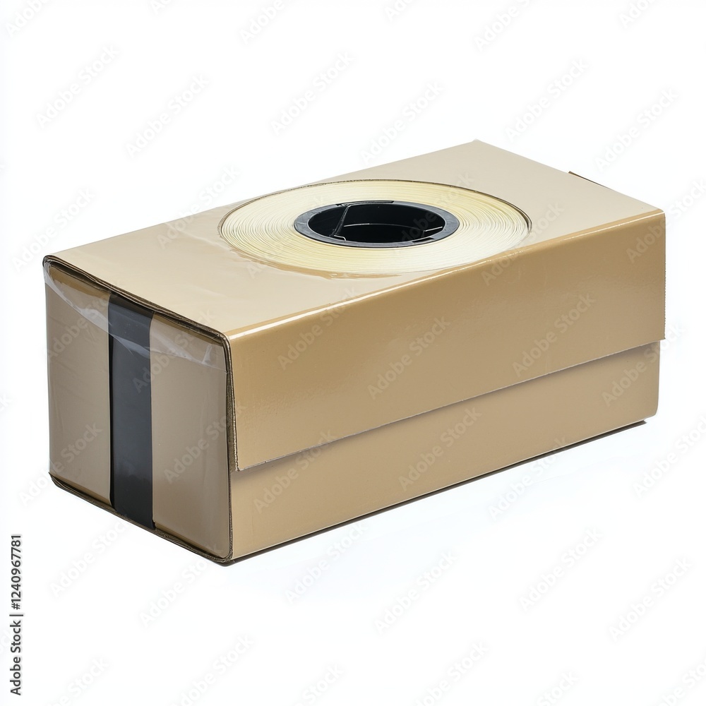 Fototapeta premium Roll of Adhesive Tape in a Neatly Packaged Box for Office or Household Use