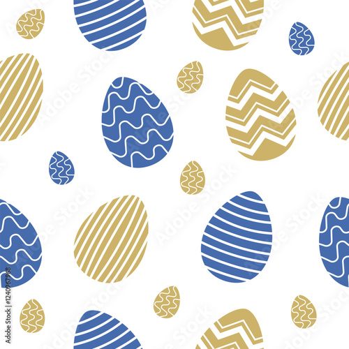 Seamless pattern with colorful easter eggs. Cute holiday texture. Vector flat illustration on white background