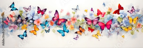 Butterflies' Daytime Adventure: Exploring Life Among Floral Plants and Flower Petals in Vibrant Colors photo