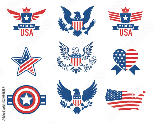 American Patriotic Symbols. Eagles, Flags, and Stars of the USA