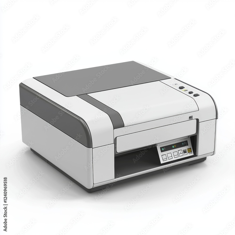 Modern multifunction printer with sleek design for home office setup, featuring scanner, copier, and advanced printing capabilities
