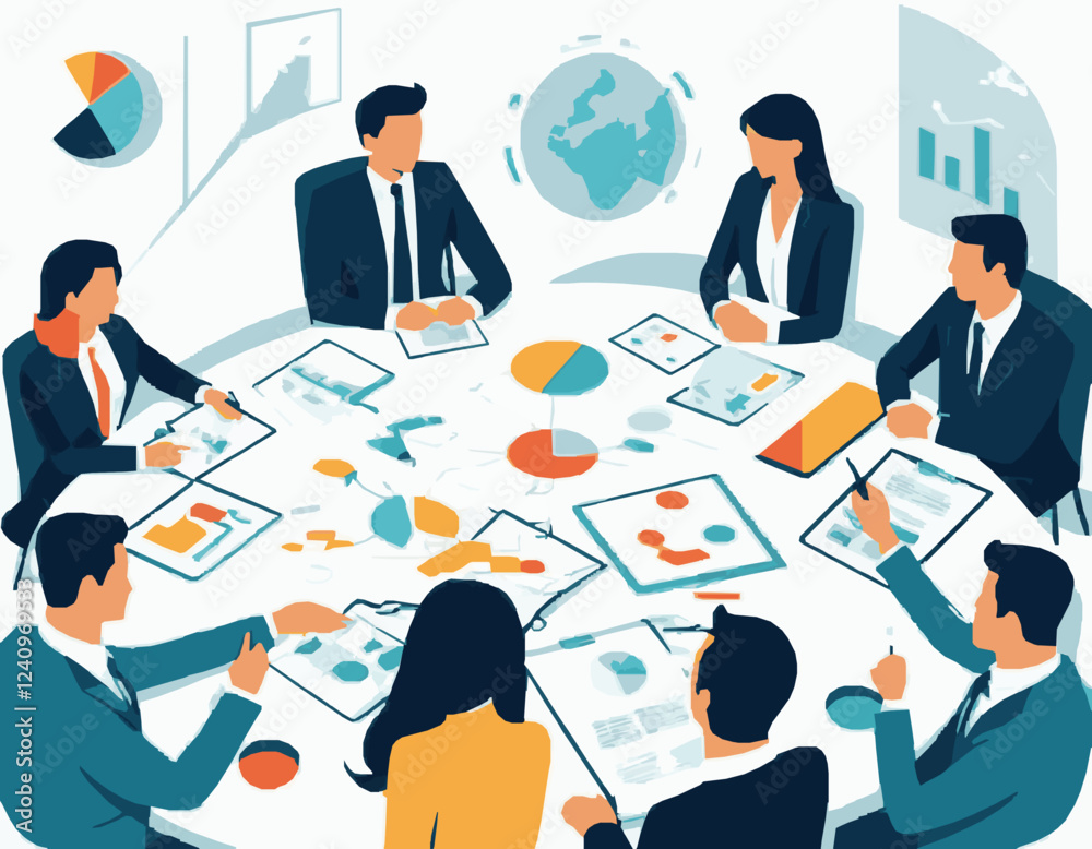 Successful Team Brainstorming Ideas - Business Meeting Vector Successful Team Brainstorming Ideas - Business Meeting Vector