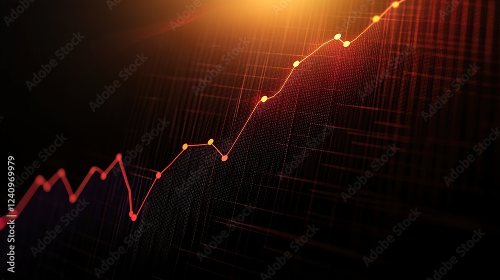 Naklejka premium Upward Trend Graph on Dark Background